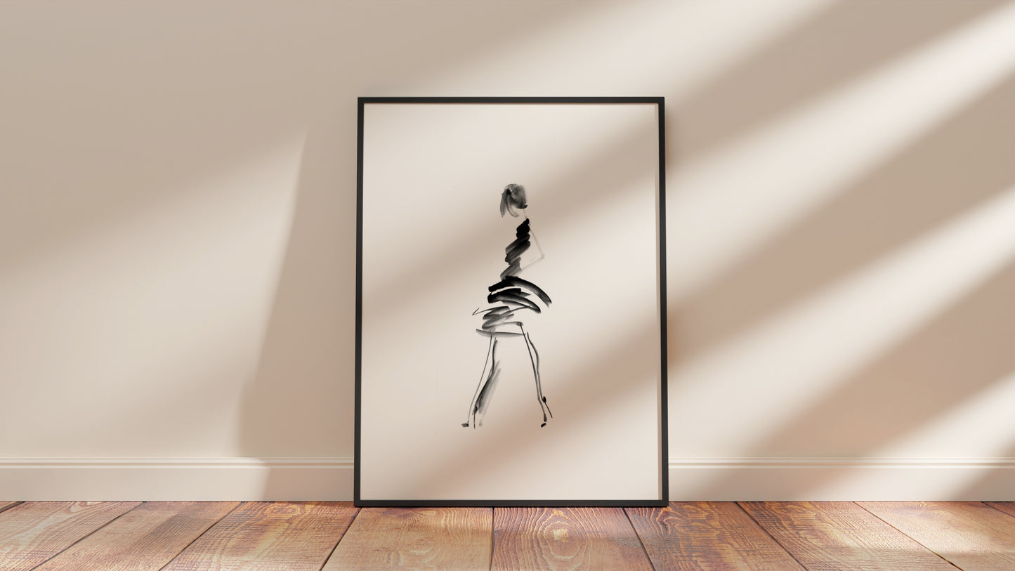 Fashion Sketch Wall Art – Minimalist Watercolor Illustration Print